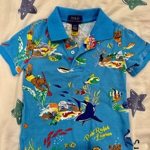 Polo by Ralph Lauren Bright Blue Ocean Scene Polo
